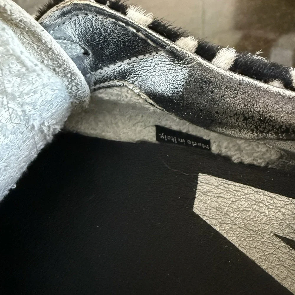 Revolve P448 John Calf Hair Spotted Cowiena Sneaker Black White EU 39 US 8.5 9